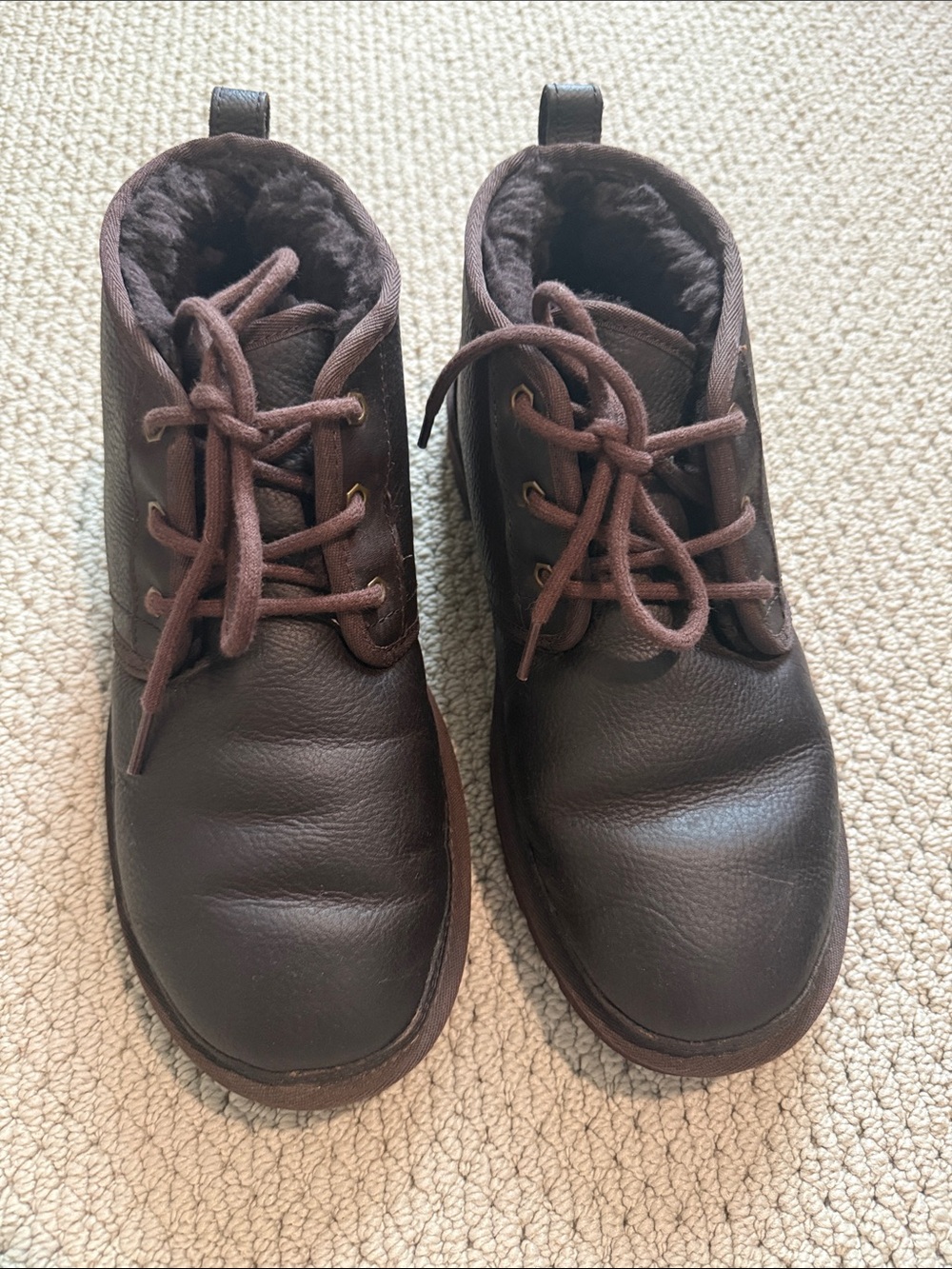 UGG Neumel Chukka Dark Brown Leather Lace-Up Winter Boots